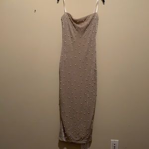 NEW (no tag) pearl and crystal strapless dress